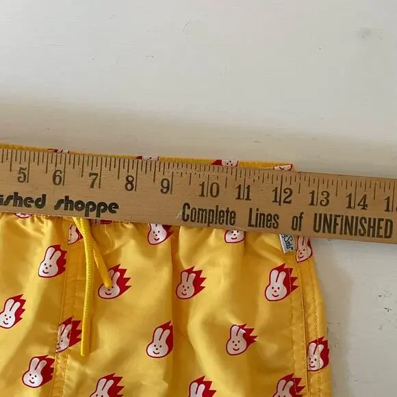 Happy Socks Kids Bunny Swim Volley Shorts 4.5" Inseam Yellow Red Boys 10 12